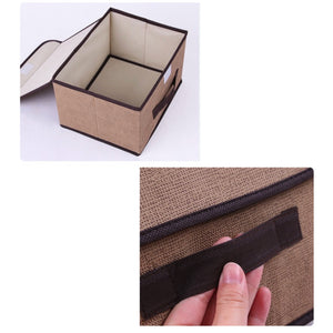 Set of Two Plain Color Foldable Storage Box with Cover