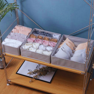 Set of Three Bamboo Charcoal Fabric Underwear Clothes Wardrobe Storage Organizer Box